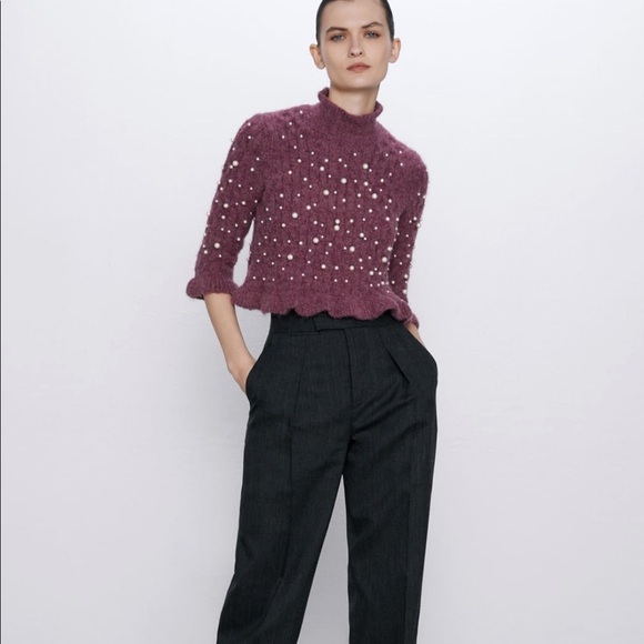 ZARA BNWT Alpaca Blend Pearl Sweater - Picture 3 of 9
